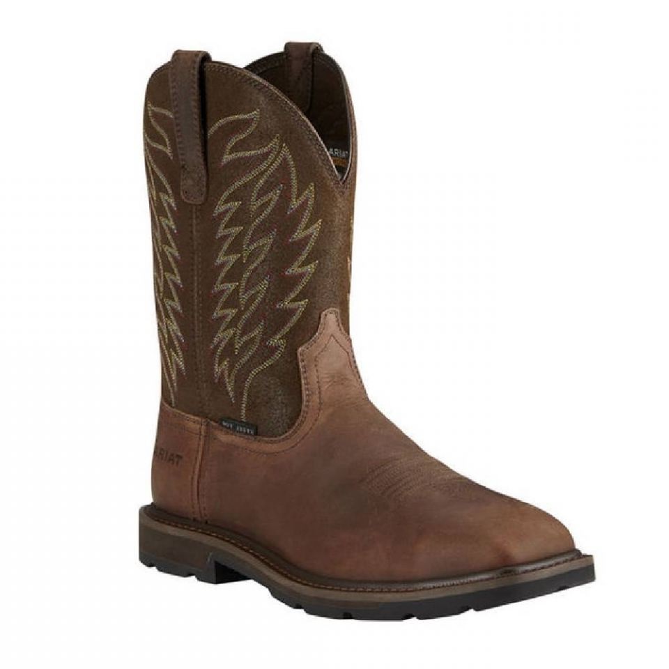 Men's Ariat Groundbreaker Pull-On Square Toe Steel Toe-Brown