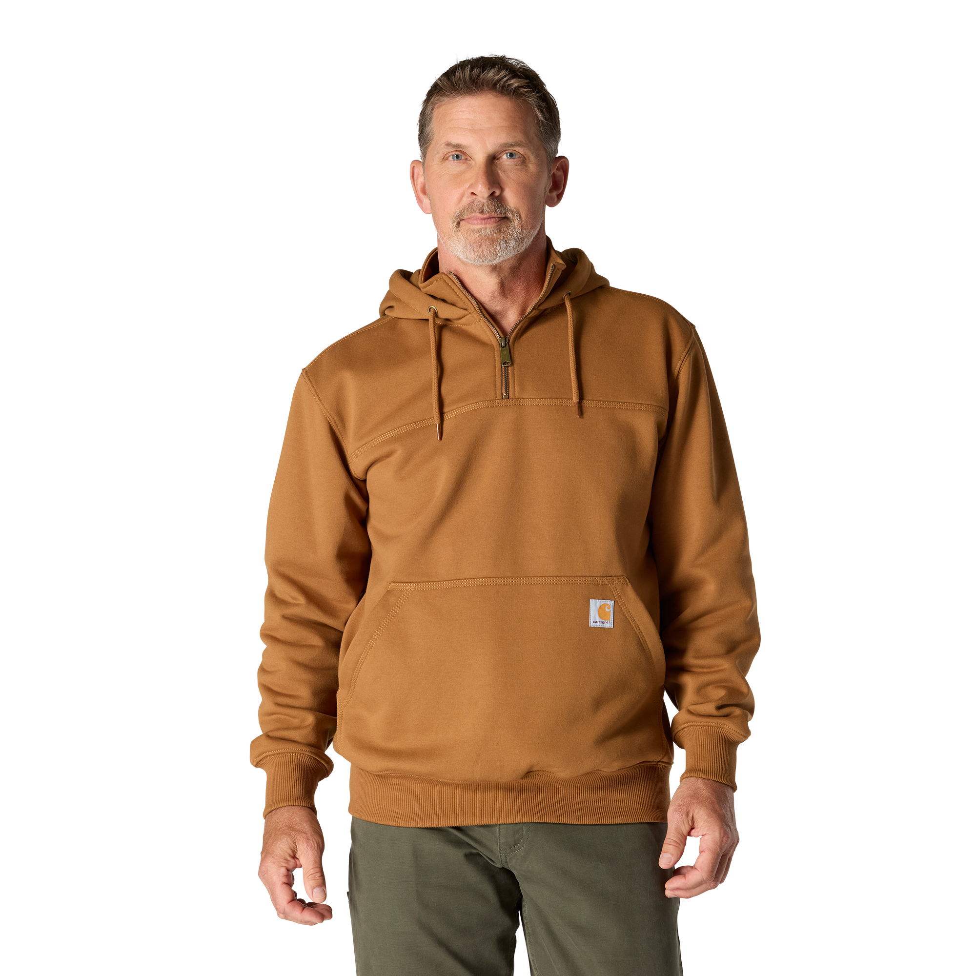 Carhartt Rain Defender Loose-Fit Heavyweight Quarter-Zip Hoodie Brown