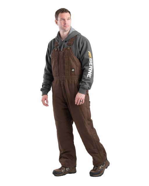 Men's Berne Highland Washed Insulated Bib Overall Bark
