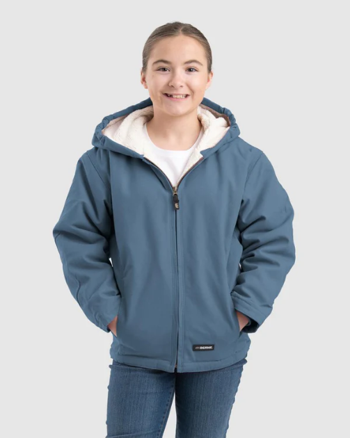 Kids' Berne Sherpa-Lined Soft Duck Hooded Jacket