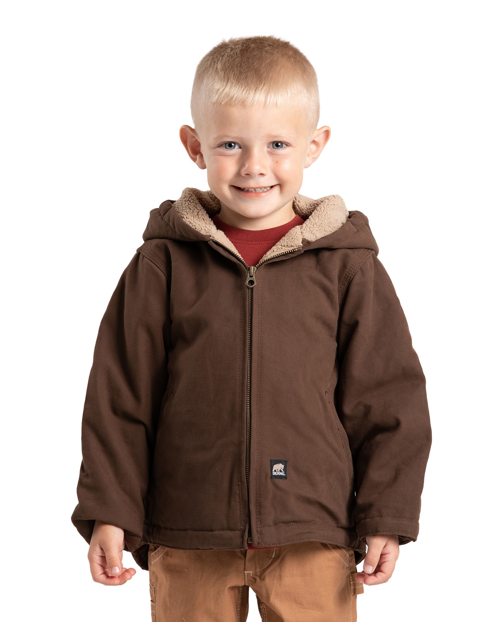 Toddler Berne Softstone Sherpa-Lined Hooded Coat-Bark