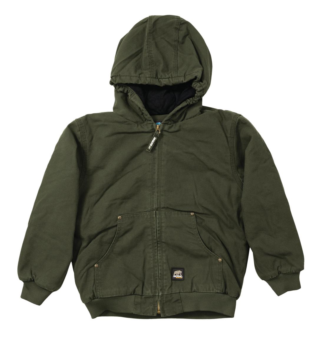 Kids' Berne Softstone Quilt-Lined Hooded Jacket-Olive Duck