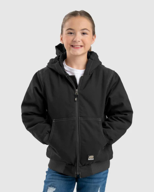 Kids' Berne Modern Soft Duck Hooded Jacket-Black