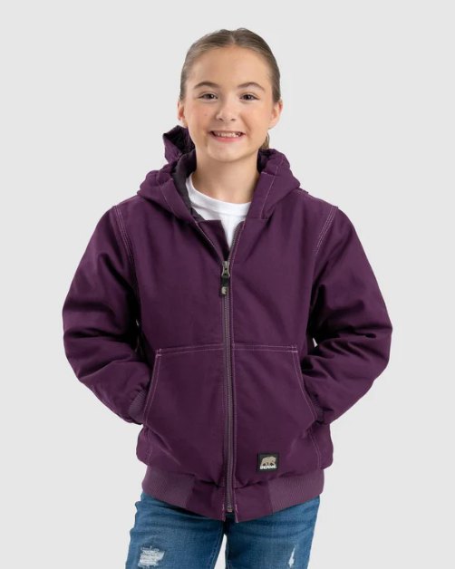 Kids' Berne Modern Soft Duck Hooded Jacket-Plum