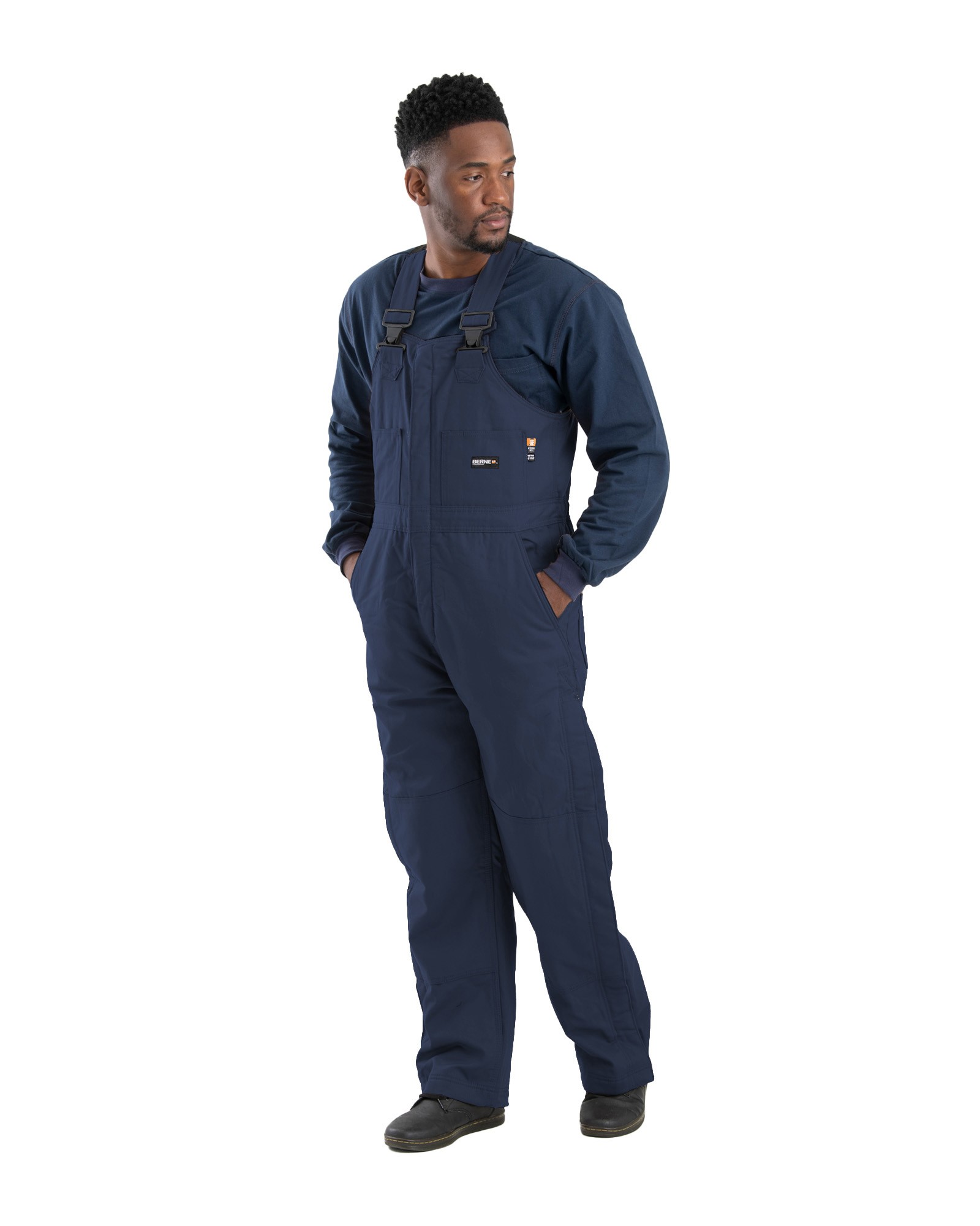 Men's Berne FR Deluxe Insulated Bib Overall-Navy