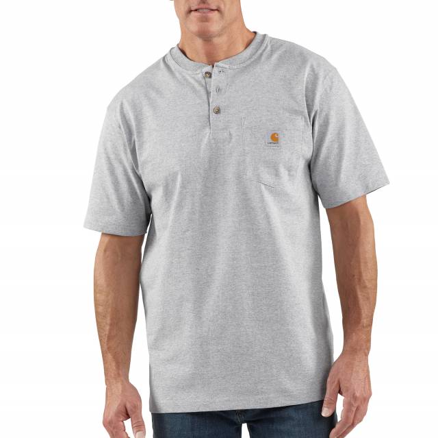 Men's Carhartt Pocket Short-Sleeve Henley Heather Gray
