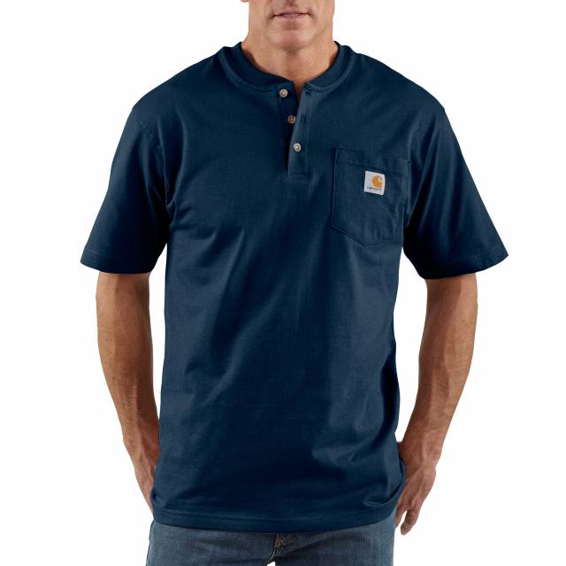 Men's Carhartt Pocket Short-Sleeve Henley Navy