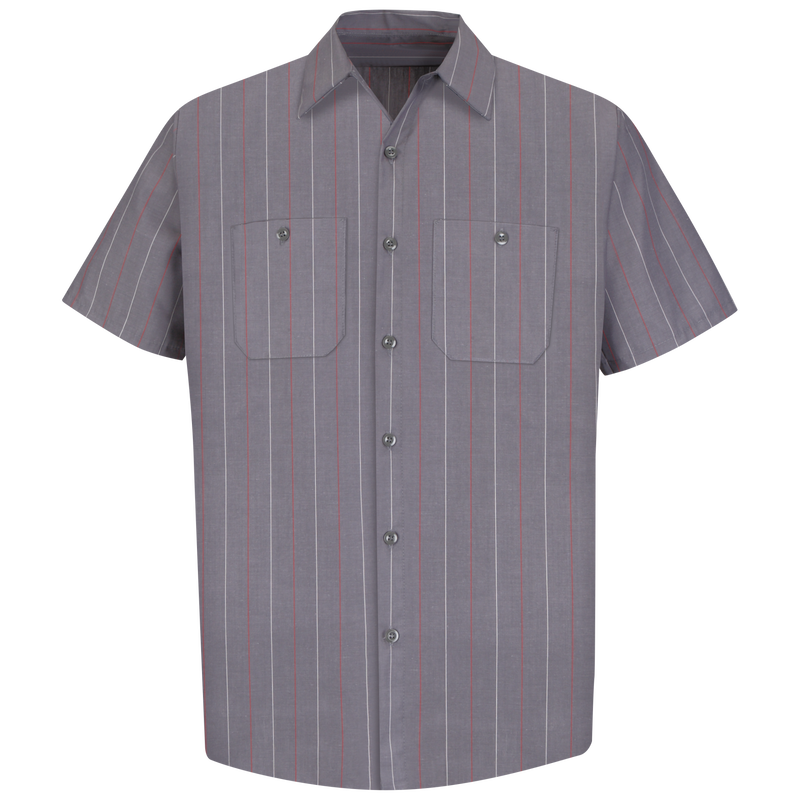 Men's Red Kap Industrial Short Sleeve Work Shirt-Striped