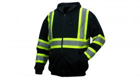 Pyramex Hi-Vis Class 1 Black Zip Up Hoodie