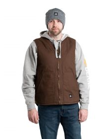 Men's Berne Washed Sherpa-Lined V-Neck Vest-Bark
