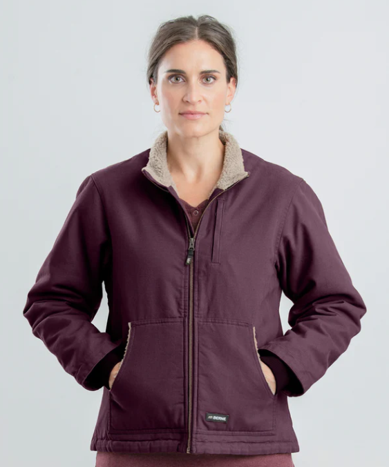 Women's Berne Sherpa Lined Soft Duck Jacket - Maroon