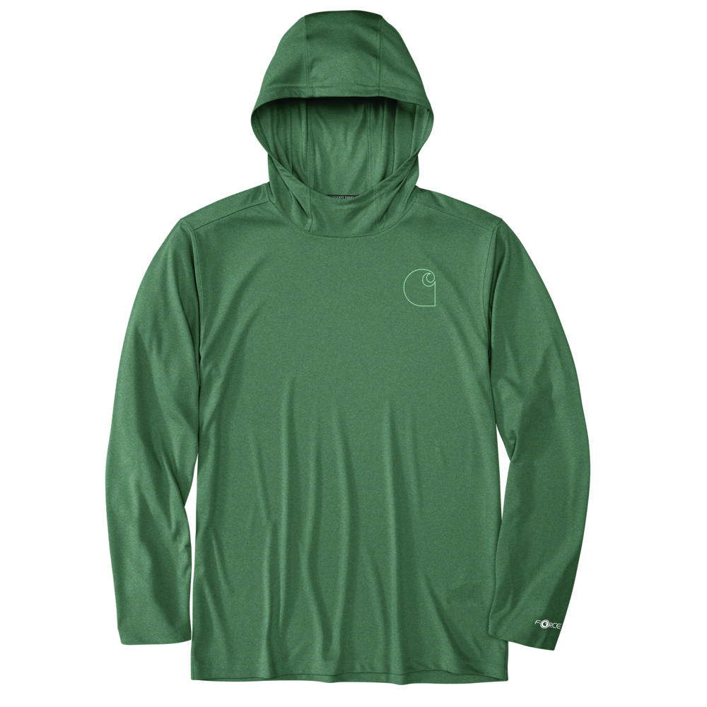Men's Carhartt Force Sun Defender Relaxed Logo Hoodie - Green Slate Heather