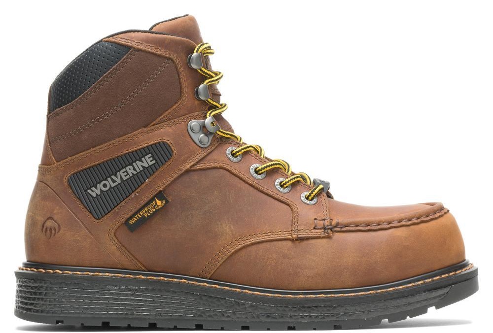 Men's Wolverine Hellcat 6" Wedge Sole Waterproof Composite Toe-Brown