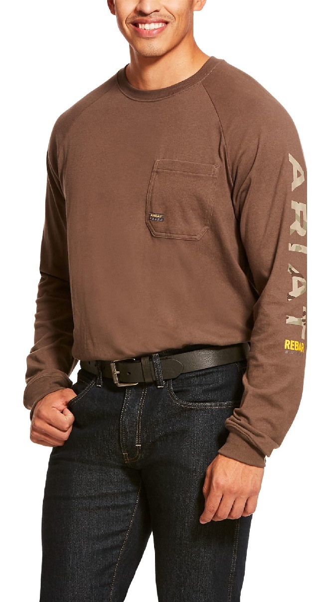 Men's Ariat Rebar CottonStrong Logo Long Sleeve T-Shirt