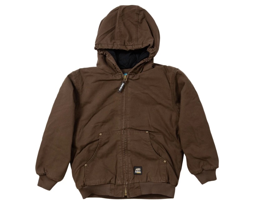 Kids' Berne Softstone Quilt-Lined Hooded Jacket-Bark