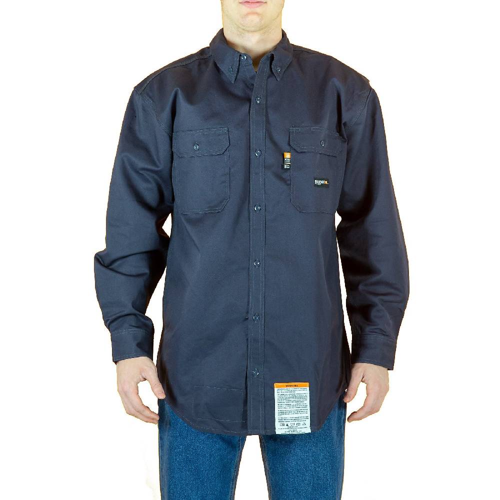 Men's Berne FR Button Down Work Shirt-Navy