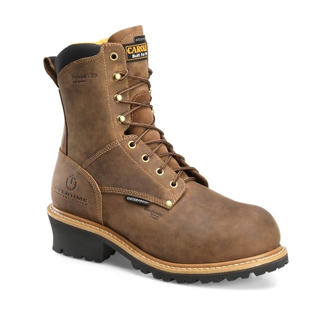 Men's Carolina Poplar 8" Waterproof Insulated Composite Toe  Logger-Copper
