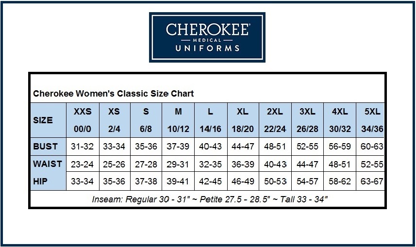 Cherokee Size Chart
