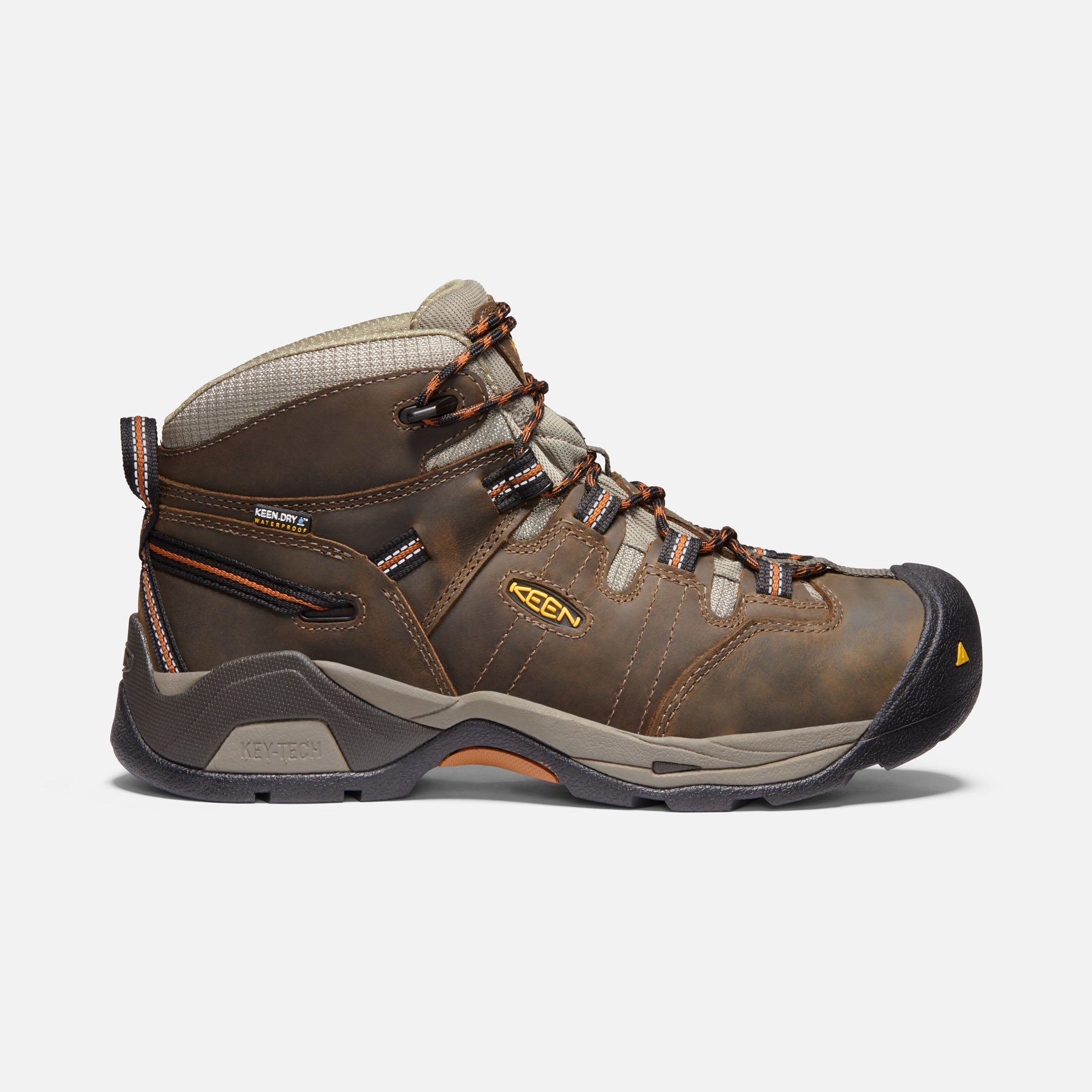 Men's KEEN Utility Detroit XT Mid Waterproof Soft Toe-Black Olive/Leather Brown