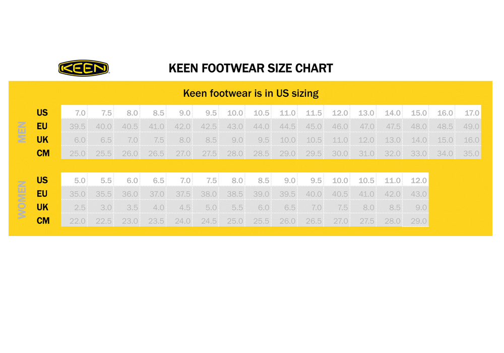 Keen Kids Size Chart