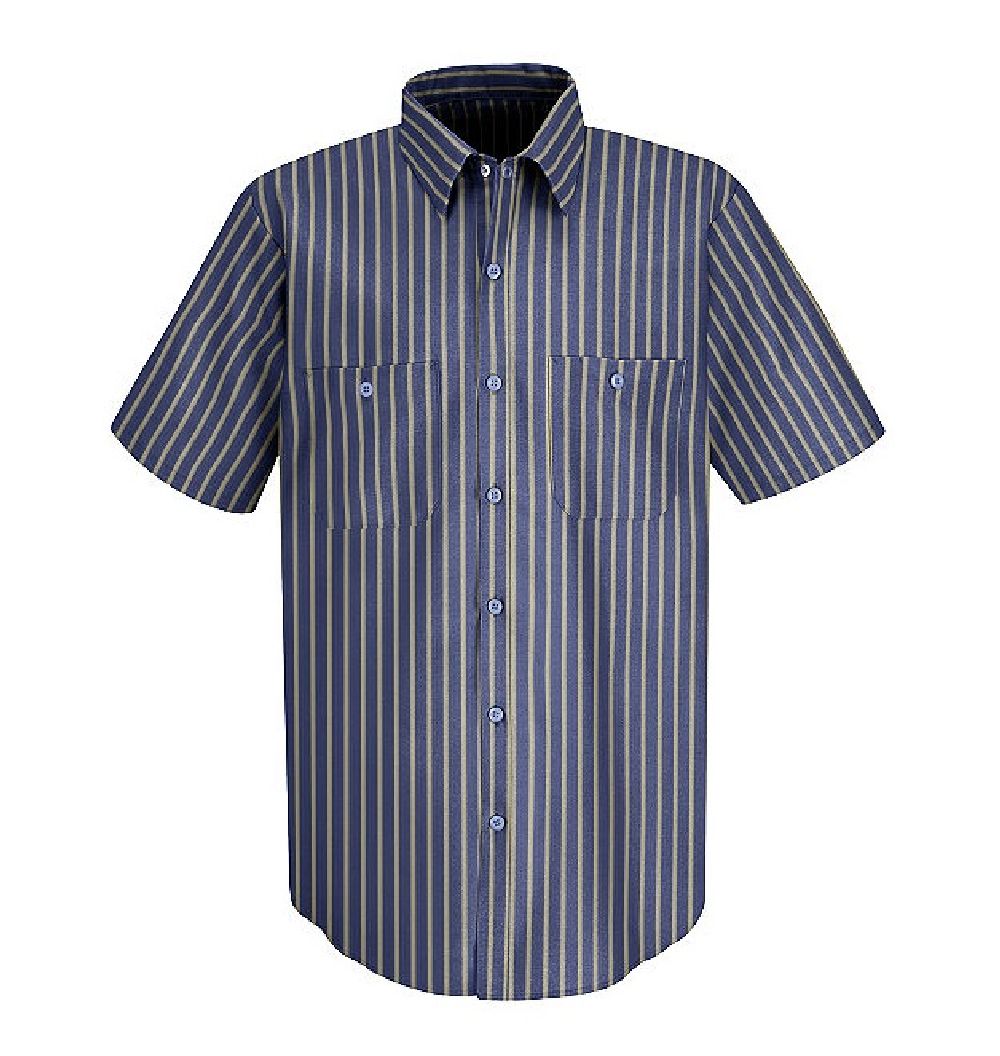 Men's Red Kap Industrial Short Sleeve Work Shirt-Striped