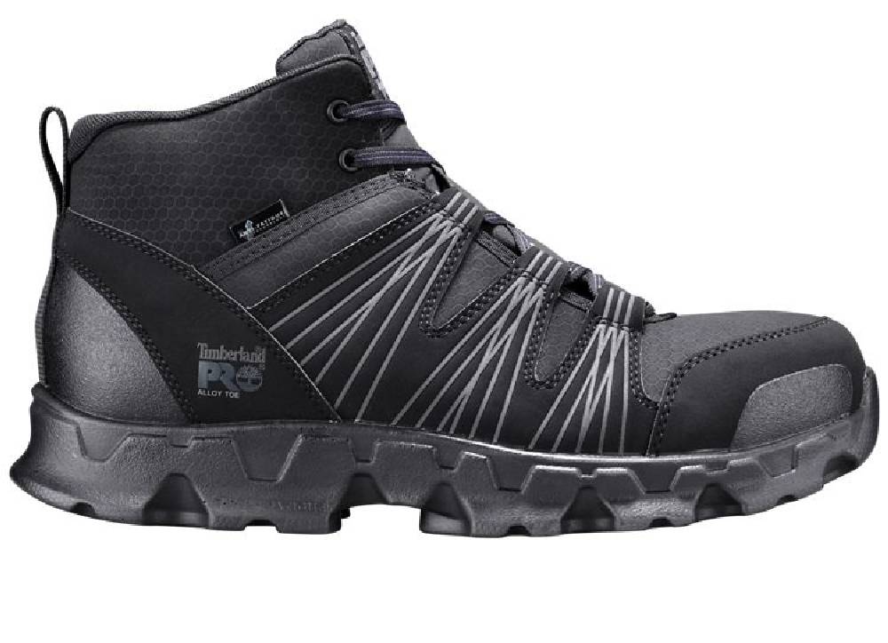 Men's Timberland PRO Powertrain Mid-Cut ESD Alloy Toe-Black Synthetic