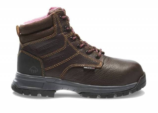 Women's Wolverine Piper 6" Waterproof Composite Toe- Brown with Pink